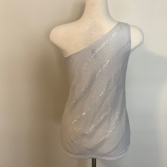 Like-New Club Monaco One-Shoulder Silver/Grey Top - Picture 11 of 14
